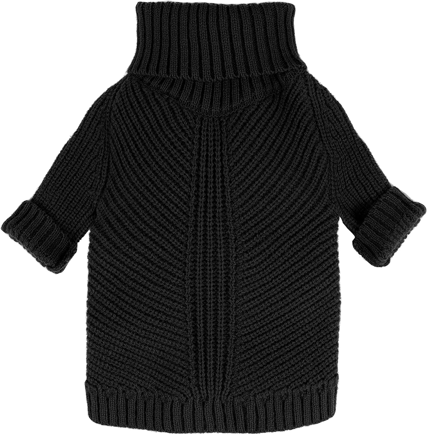 Fitwarm Dog Turtleneck Sweater, Thermal Knitted Pet Coat, Dog Winter Clothes for Small Dogs, Cat Apparel, Heather Grey, Small Animals & Pet Supplies > Pet Supplies > Dog Supplies > Dog Apparel Fitwarm Black Medium 