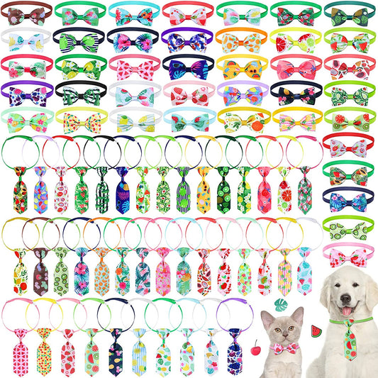 80 Pieces Summer Dog Bow Ties Dog Grooming Bows Adjustable Dog Neck Ties for Pet Includes 40 Dog Neckties and 40 Dog Bow Ties, Small Dog Bows Summer Dog Bow Tie for Dogs Cats Puppy (Cute Style) Animals & Pet Supplies > Pet Supplies > Dog Supplies > Dog Apparel Kajaia Classic Style  