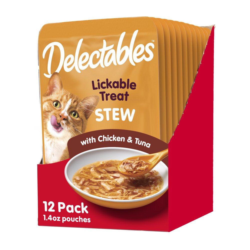 Hartz Delectables Stew Lickable Wet Cat Treats Variety Pack, 12 Pack Animals & Pet Supplies > Pet Supplies > Cat Supplies > Cat Treats Hartz Mountain Corp Chicken Tuna 12 