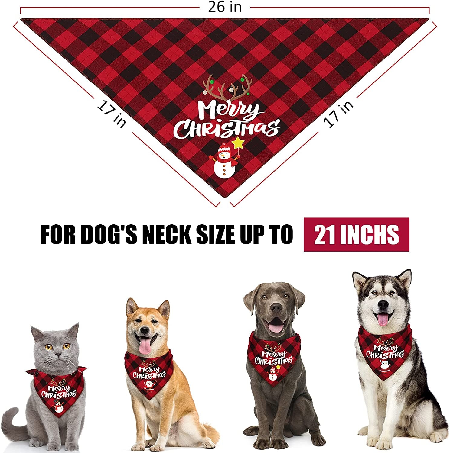 4 Pack Birthday Dog Bandanas Classic Fall Triangle Plaid Christmas Xmas Pet Scarf Bibs Kerchief Gifts with Santa Snowman Printing Pet Holiday Accessories Decoration for Small to Large Dogs Cats Animals & Pet Supplies > Pet Supplies > Dog Supplies > Dog Apparel Remifa   