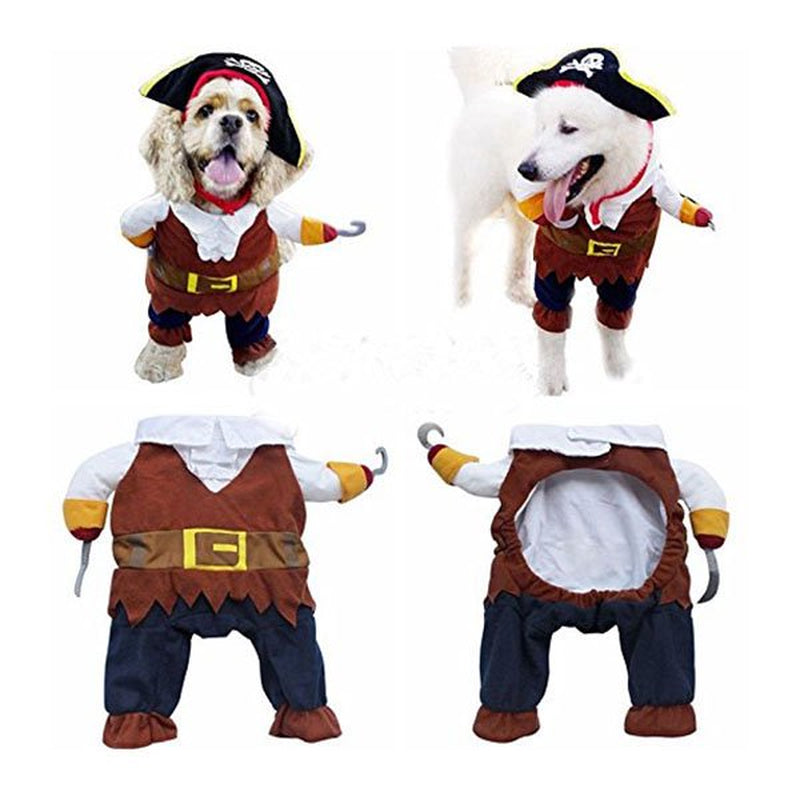 Pet Cat Dog Clothes Costume Dress Pirate Suit Apparel with Hat Size L Animals & Pet Supplies > Pet Supplies > Cat Supplies > Cat Apparel NUOLUX   