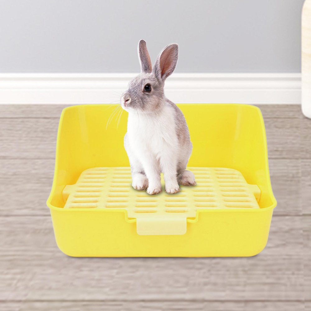 Small Animal Rabbit Litter Box Toilet Tray, Bedding Cage Cleaning Tool Pink 11X7.9X7.5In Animals & Pet Supplies > Pet Supplies > Small Animal Supplies > Small Animal Bedding perfeclan Yellow 11x11x8in  