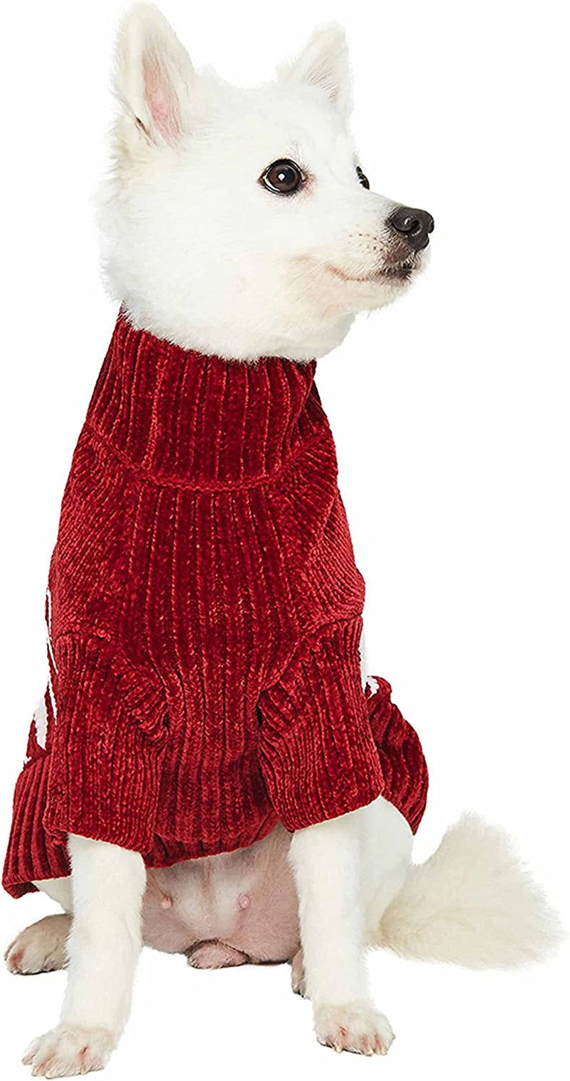 Blueberry Pet Cozy Soft Chenille Classy Striped Dog Sweater in Burgundy Red, Back Length 14", Pack of 1 Clothes for Dogs Animals & Pet Supplies > Pet Supplies > Dog Supplies > Dog Apparel Blueberry Pet   