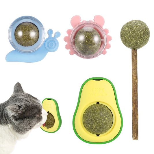 Taihexin 4 Pcs Catnip Balls for Cats Wall, Edible Kitty Toys for Cats Lick, Detachable Silvervine Catnip Lollipop, Rotating Catnip Roller, Teeth Cleaning Cat Bite Toy for Indoor Animals & Pet Supplies > Pet Supplies > Cat Supplies > Cat Toys TAIHEXIN   