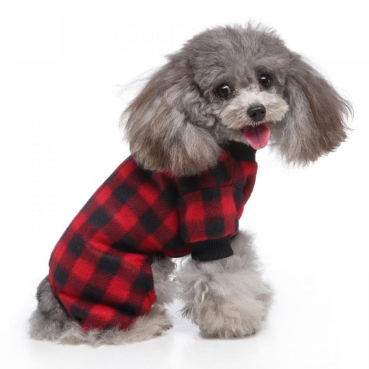 PRAETER 100% Cotton Buffalo Plaid Dog Clothes Puppy Pajamas Pet Apparel Cat Onesies Jammies Doggie Jumpsuits Animals & Pet Supplies > Pet Supplies > Dog Supplies > Dog Apparel PRAETER L Red 