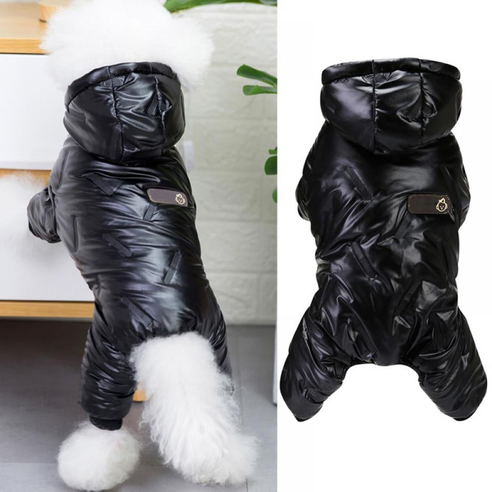 Dog Coat Windproof Jacket Cold Weather Coat 4 Legs Warm Dog Jumpsuit Winter Thick Clothes Space Cotton Dog Coat for Small Dog Medium Cat Animals & Pet Supplies > Pet Supplies > Dog Supplies > Dog Apparel Popfeel S Black 