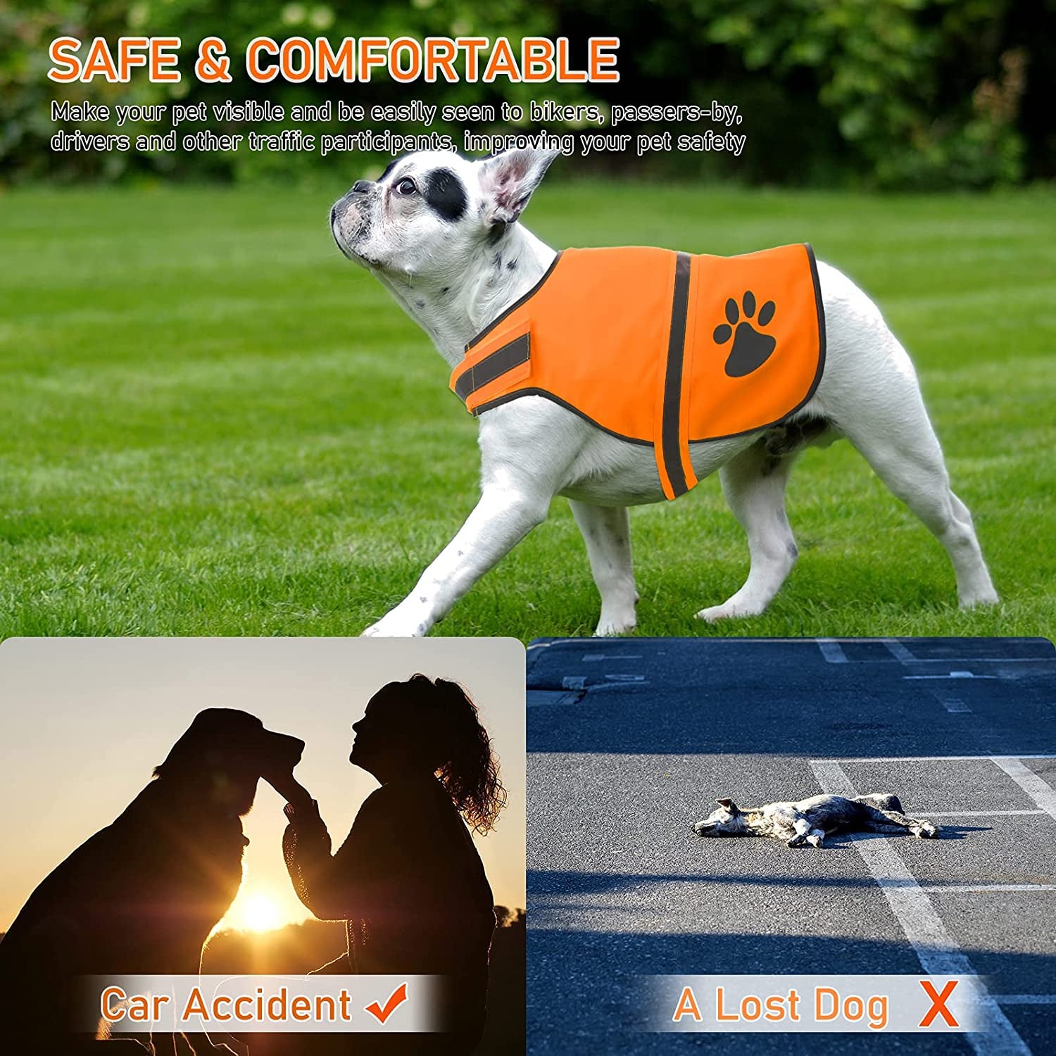 Geyoga 2 Pieces Dog Reflective Vest Adjustable Dog Safety Vest PET Dog High Visibility Dog Hunting Vest Dog Jacket Apparel for Outdoor Activities Walking Hunting (Orange) Animals & Pet Supplies > Pet Supplies > Dog Supplies > Dog Apparel Geyoga   