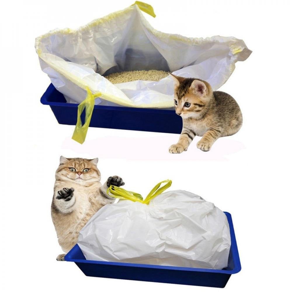 Best，7 Pcs/Lot Cat Litter Box Liners, Durable Thickening Drawstring Cat Litter Bags, Automatic Closing