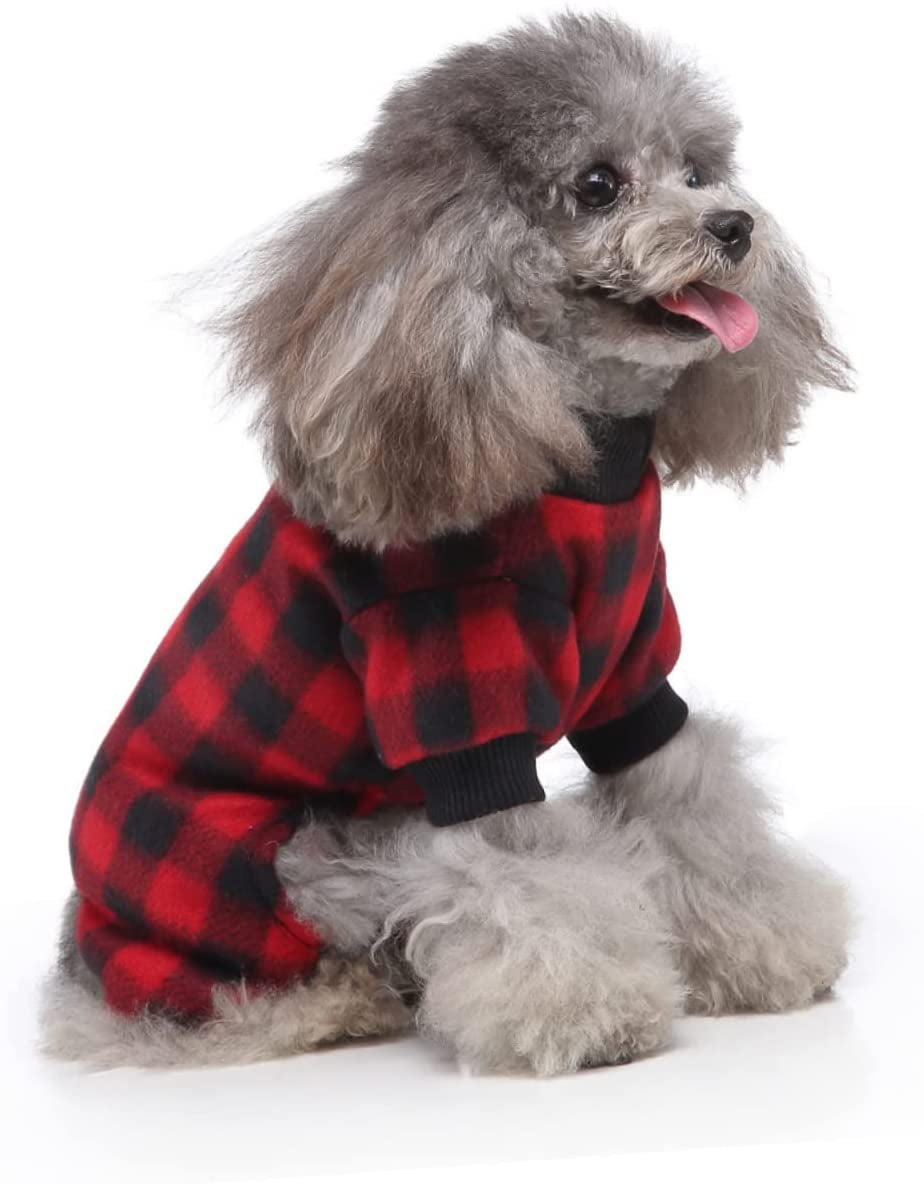 LIFKICH 1Pc Dog Pajamas Pet Winter Jacket Cat Outfits Cat Jacket Cat Dog Clothing Puppy Lattice Coats Lattice Dog Apparel Polyester Christmas Shirt Dog Outfits Pet Pajamas Pet Coat Animals & Pet Supplies > Pet Supplies > Dog Supplies > Dog Apparel LIFKICH   