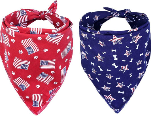 Lamphyface 2Pcs Dog Bandanas Bibs Scarfs for 4Th of July Independence Day American Flag for Pet Dog Animals & Pet Supplies > Pet Supplies > Dog Supplies > Dog Apparel Jiaxing Haozhe clothing Co., Ltd.   