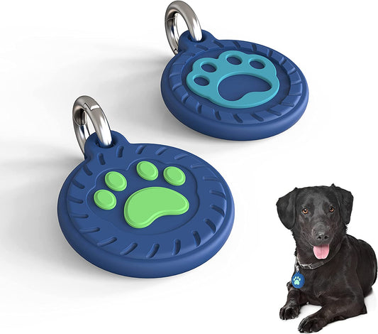 Owxix Apple Airtag Cases Airtag Keychain Holder for Dog/Cat ,Anti-Scratch Skin Cover&Water Resistant Silicone Protective Case for Airtag GPS Tracking with Keychain(2 Pack) Electronics > GPS Accessories > GPS Cases OwXiX Blue  