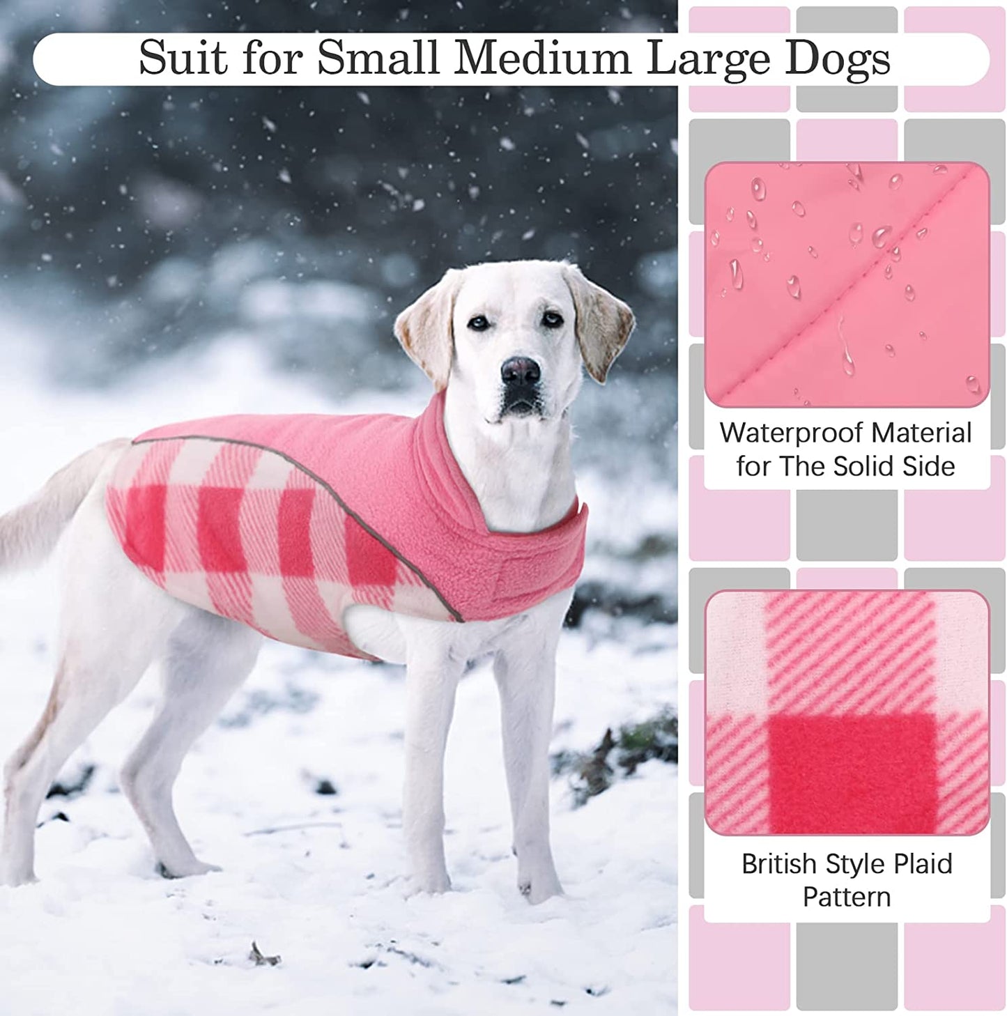 Kuoser Reversible Dog Coat, Warm Waterproof Dog Jacket, British Style Plaid Dog Winter Coats, Puppy Cold Weather Vest Windproof Outdoor Clothes Dog Snow Jackets for Small Medium Large Dogs Animals & Pet Supplies > Pet Supplies > Dog Supplies > Dog Apparel Kuoser   