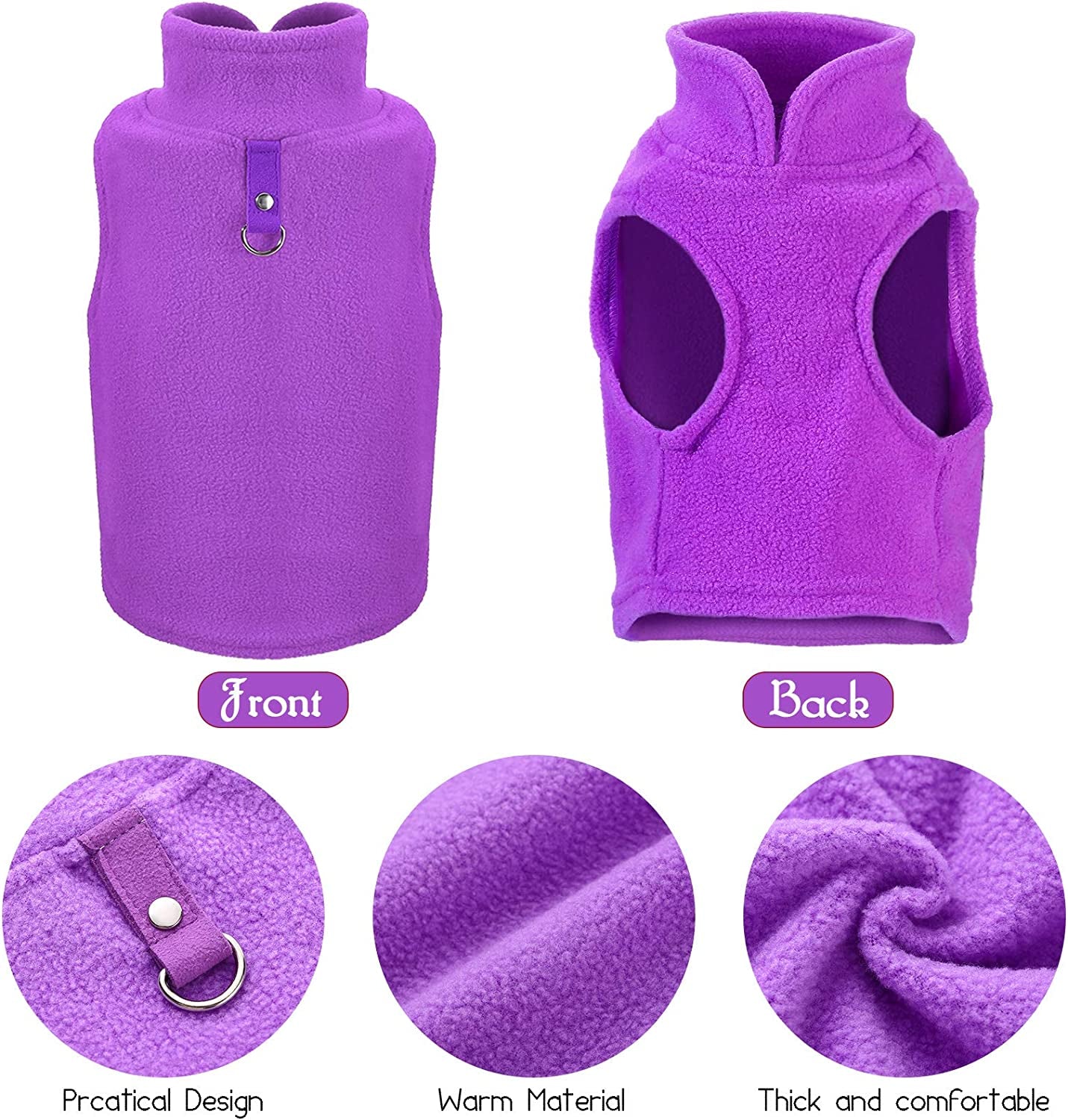 Dog Fleece Vest 4 Pieces Dog Cold Weather Pullover Dog Cozy Jacket Winter Dog Clothes Pet Sweater Vest with Leash Ring for Small Dogs Animals & Pet Supplies > Pet Supplies > Dog Supplies > Dog Apparel SATINIOR   