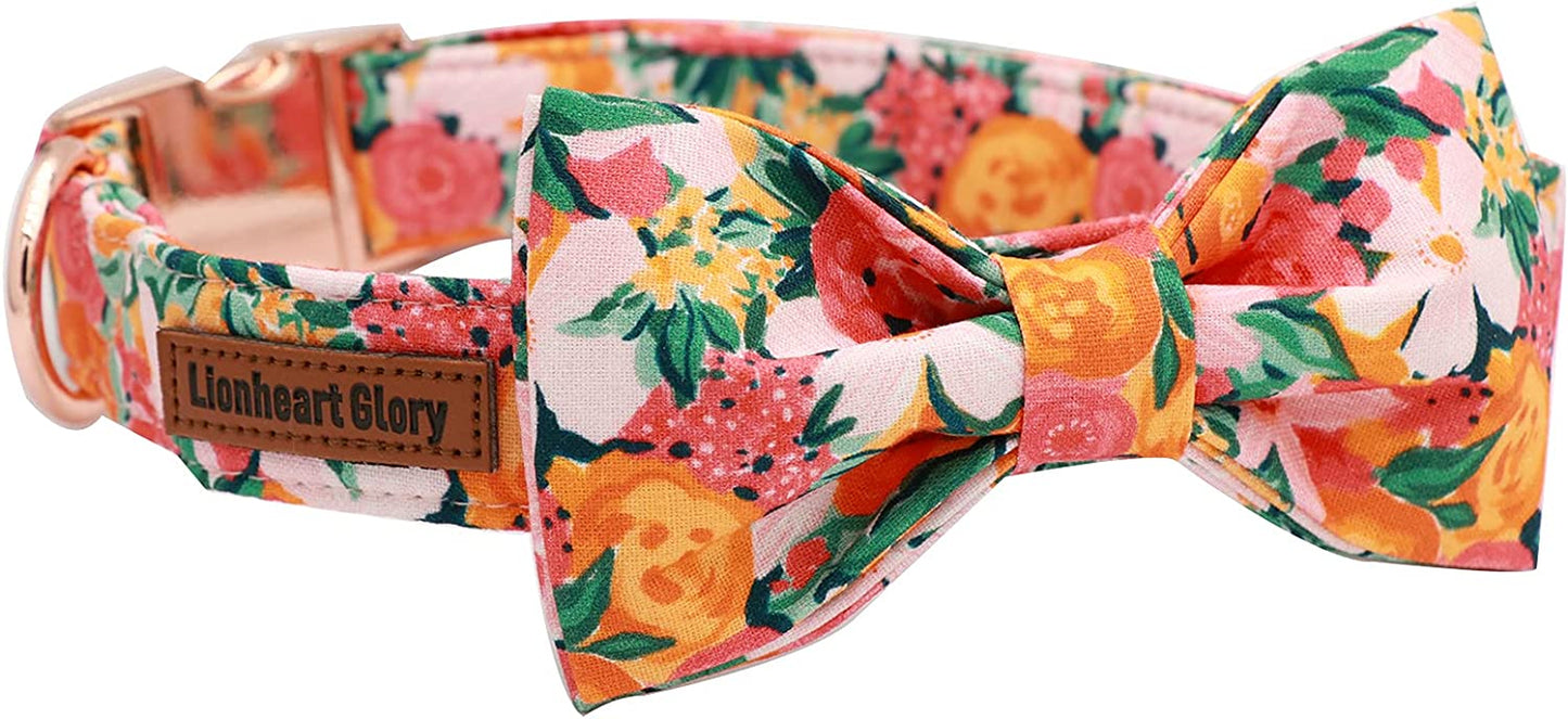 Lionheart Glory Premium Floral Dog Collars, Bowtie Dog Collar, Adjustable Heavy Duty Girl Dog Collar with Bow for Medium Dogs Animals & Pet Supplies > Pet Supplies > Dog Supplies > Dog Apparel Lionheart glory   