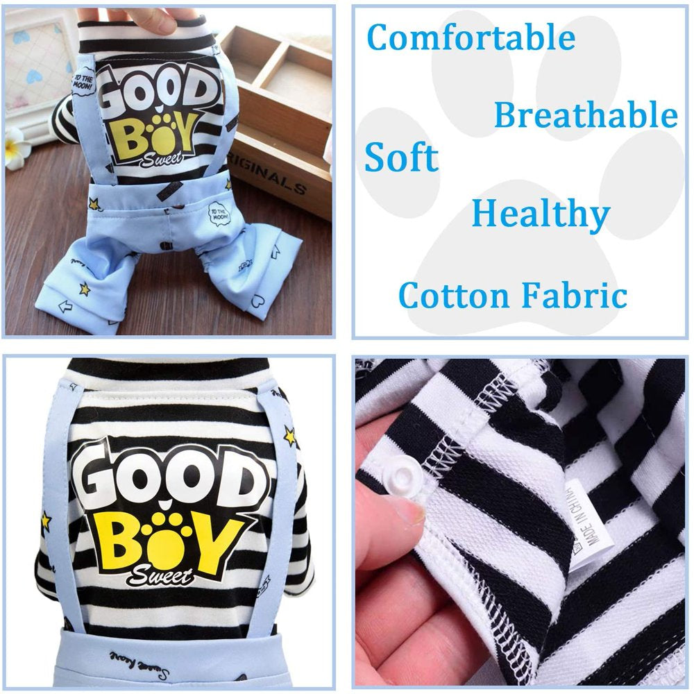 Dog Jumpsuit, Striped Puppy Pajamas, Cute Doggie Kitten Onesies Pjs Jumpers, Soft Cotton Shirt, 4 Legs Apparel Pet Clothes Outfits for Small Medium Large Dogs Cats Kitty Boy Girl Animals & Pet Supplies > Pet Supplies > Dog Supplies > Dog Apparel Peralng   