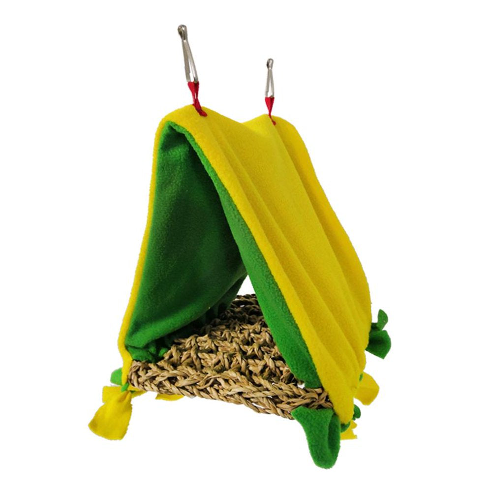 Bird Parrot Ing Perch Cage Bed Parakeet Triangle Hammock Hut Accessories Yellow Animals & Pet Supplies > Pet Supplies > Bird Supplies > Bird Cage Accessories HOMYL   