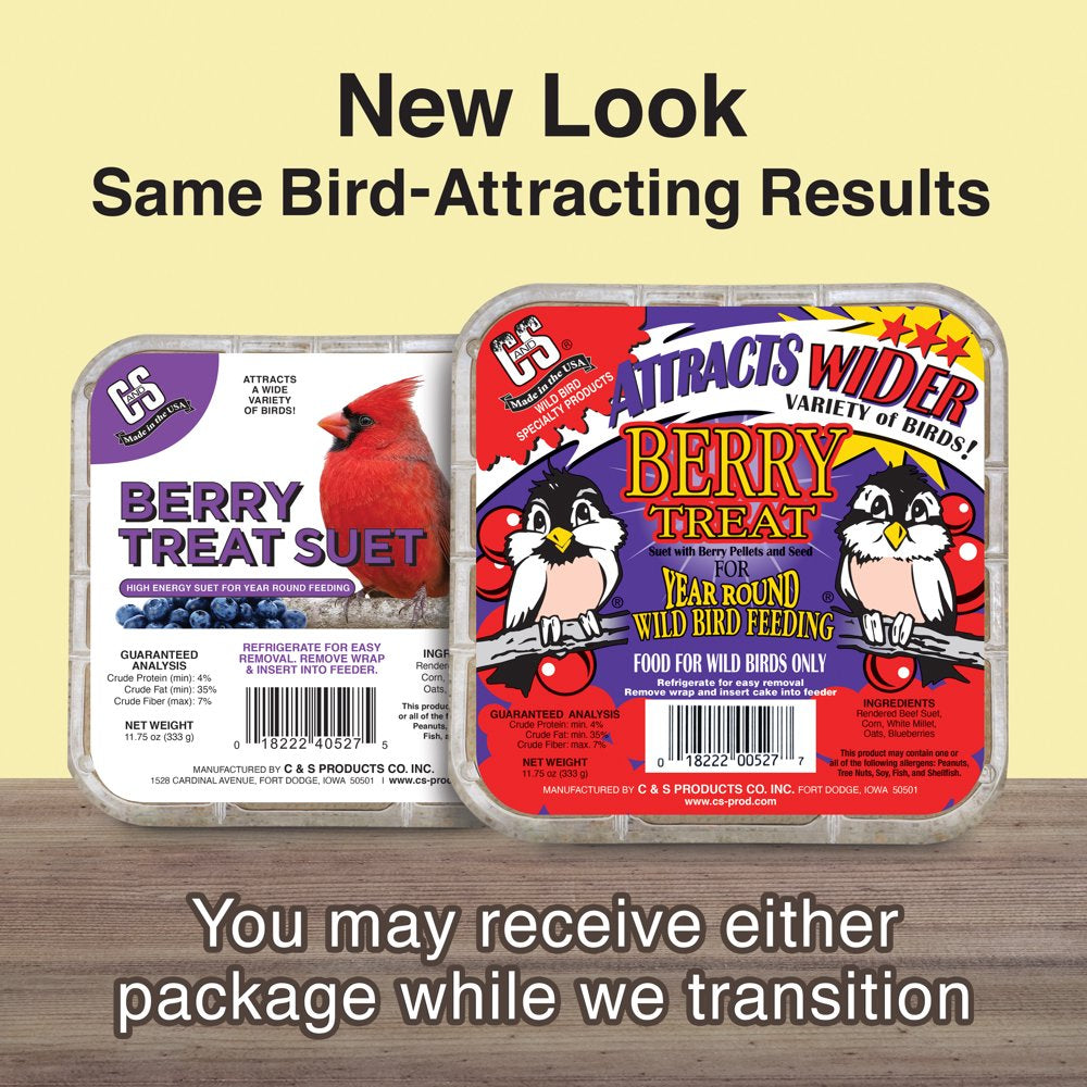 C&S Berry Treat Suet, 11.75 Oz, Wild Bird Food Animals & Pet Supplies > Pet Supplies > Bird Supplies > Bird Treats Central Garden and Pet   