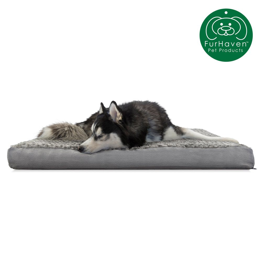 Furhaven Pet Products | Deluxe Memory Foam Ultra Plush Mattress Pet Bed for Dogs & Cats, Chocolate, Jumbo Animals & Pet Supplies > Pet Supplies > Cat Supplies > Cat Beds FurHaven Pet Cooling Gel Foam Jumbo Gray