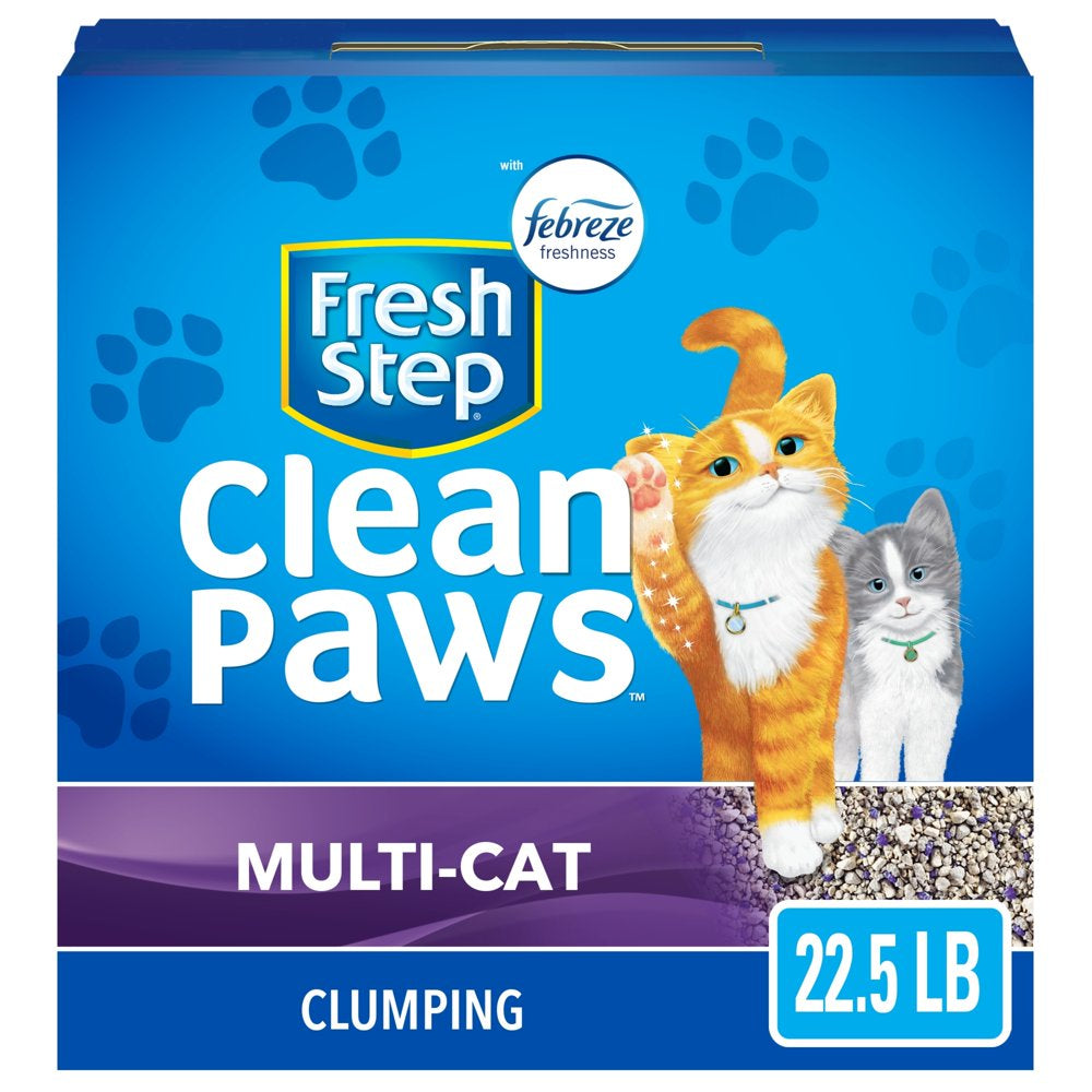 Fresh Step Clean Paws Multi-Cat Scented Litter with the Power of Febreze, Clumping Cat Litter, 22.5 Lbs Animals & Pet Supplies > Pet Supplies > Cat Supplies > Cat Litter The Clorox Company 22.5 lbs  