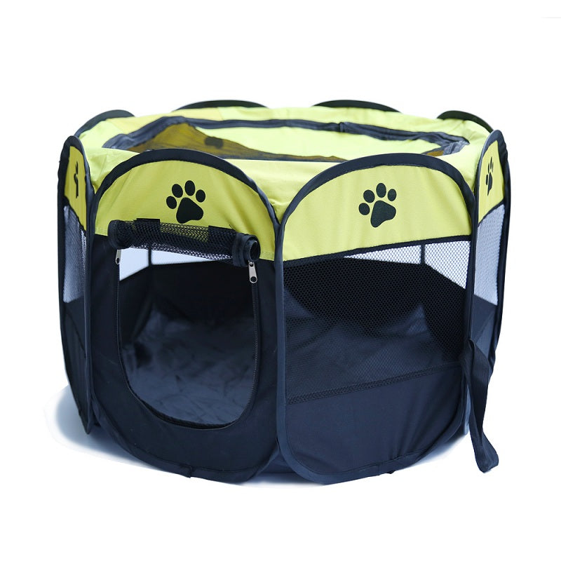 Portable Collapsible Octagonal Pet Tent Dogs House Dogs Bed Outdoor Breathable Tent Kennel Fence Animals & Pet Supplies > Pet Supplies > Dog Supplies > Dog Houses Poseca M:63 cm*40 cm*5 cm/24.80"*15.75"*1.97" Yellow 