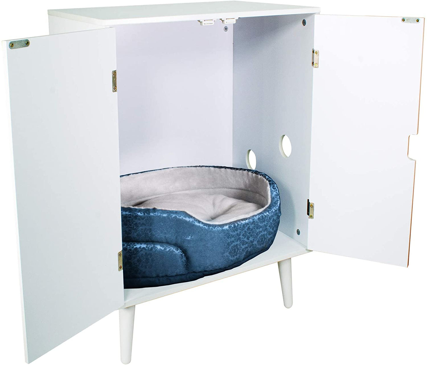 Penn-Plax Cat Walk Furniture: Contemporary Home Cat Litter Hide-Away Cabinet – All White