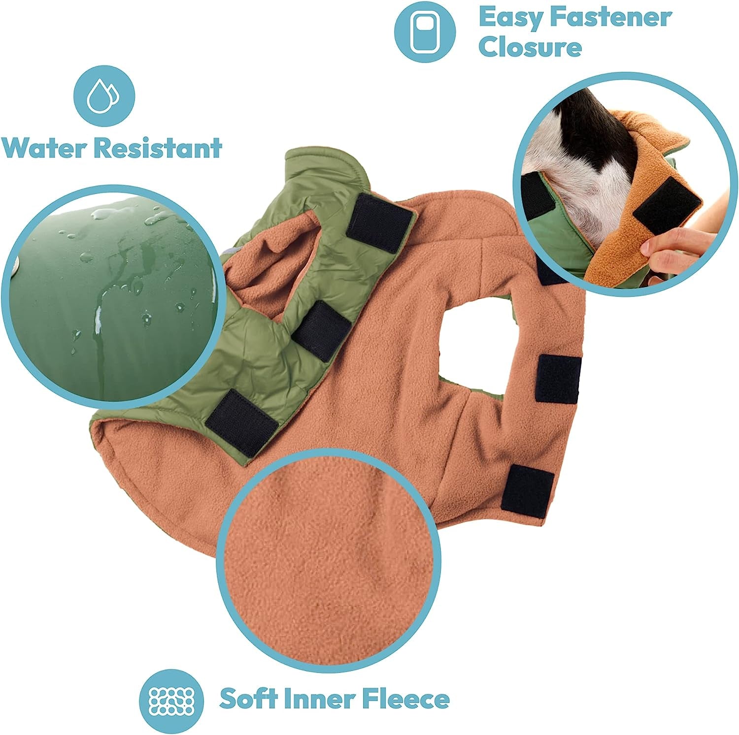 Gooby Sports Vest Dog Jacket - Green, Medium - Reflective Dog Vest with D Ring Leash - Warm Fleece Lined Small Dog Sweater, Hook and Loop Closure - Dog Clothes for Small Dogs Boy or Girl Dog Sweater Animals & Pet Supplies > Pet Supplies > Dog Supplies > Dog Apparel INADI   