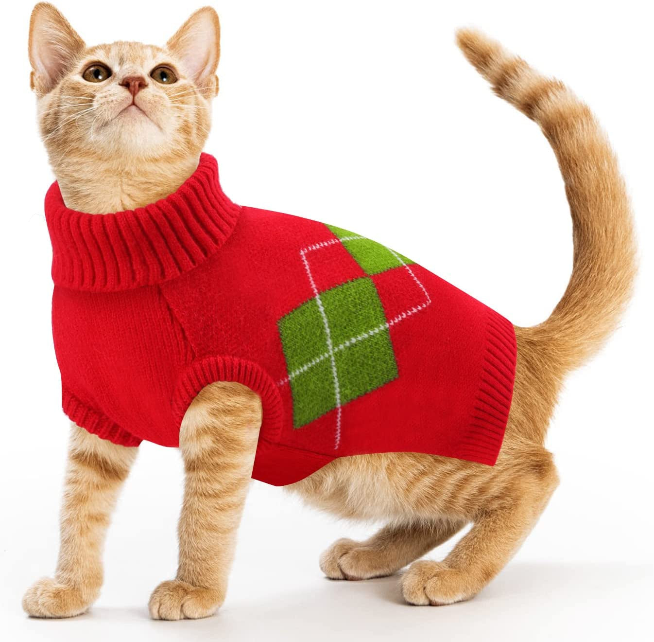 ALAGIRLS Winter Dog Sweater Warm Puppy Clothes,Classic Turtleneck Plaid Cat Sweater,Pullover Christmas Holiday Pet Outfits Apparel for Large Dogs,Pink L Animals & Pet Supplies > Pet Supplies > Dog Supplies > Dog Apparel ALA Red X-Small 