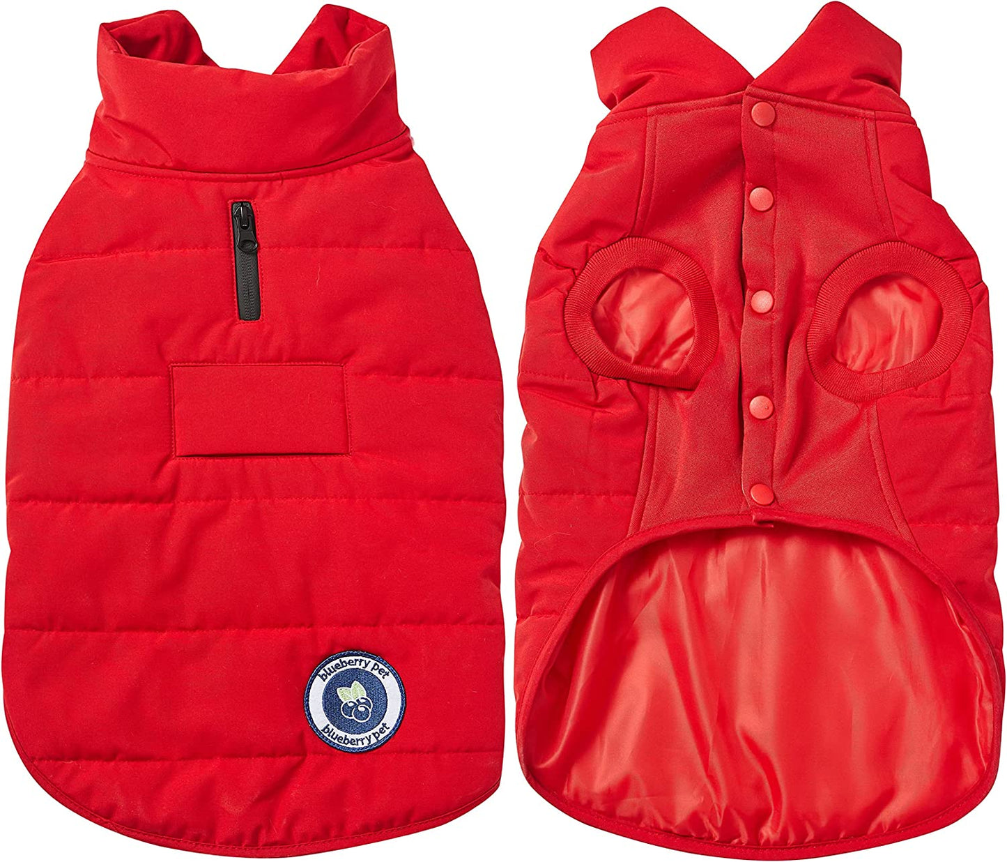 Blueberry Pet Cozy & Comfy Windproof Waterproof Quilted Fall Winter Dog Puffer Jacket in True Red, Back Length 20", Size 18", Warm Coat for Large Dogs Animals & Pet Supplies > Pet Supplies > Dog Supplies > Dog Apparel Blueberry Pet True Red Size 20 (Pack of 1) 