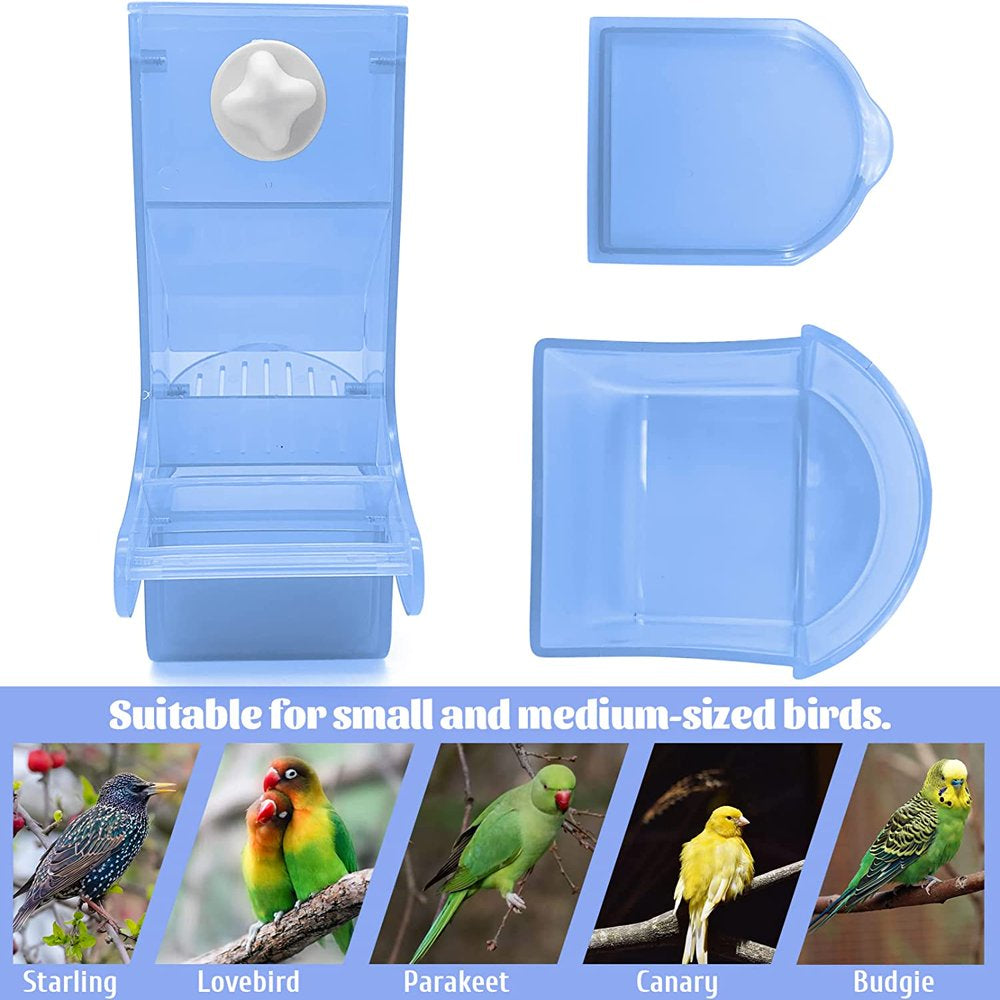 Parrot Automatic Feeder No Mess Bird Feeder for Cage Parakeet Seed Food Container Plastic Lovebirds Cage Accessories for Small Conures Budgies Canary Finches(Blue) Animals & Pet Supplies > Pet Supplies > Bird Supplies > Bird Cage Accessories Znfrt   