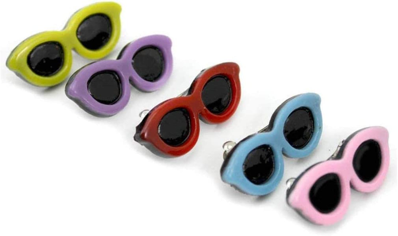 Eaarliyam Sunglasses Shaped Dog Hair Clip, 5 Pet Hair Accessories, Sunglasses Hair Clip, 3.8 * 1.5Cm(Red+Pink+Yellow+Purple+Sky Blue) Animals & Pet Supplies > Pet Supplies > Dog Supplies > Dog Apparel Eaarliyam   