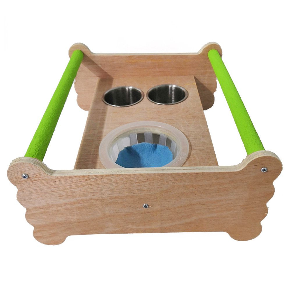 BYDOT Parrot Training Stand Bird Perch Playstand Cockatiel Playground Wood Gym Toys Feeding Cups Exercise and Play for Birds Animals & Pet Supplies > Pet Supplies > Bird Supplies > Bird Gyms & Playstands BYDOT   