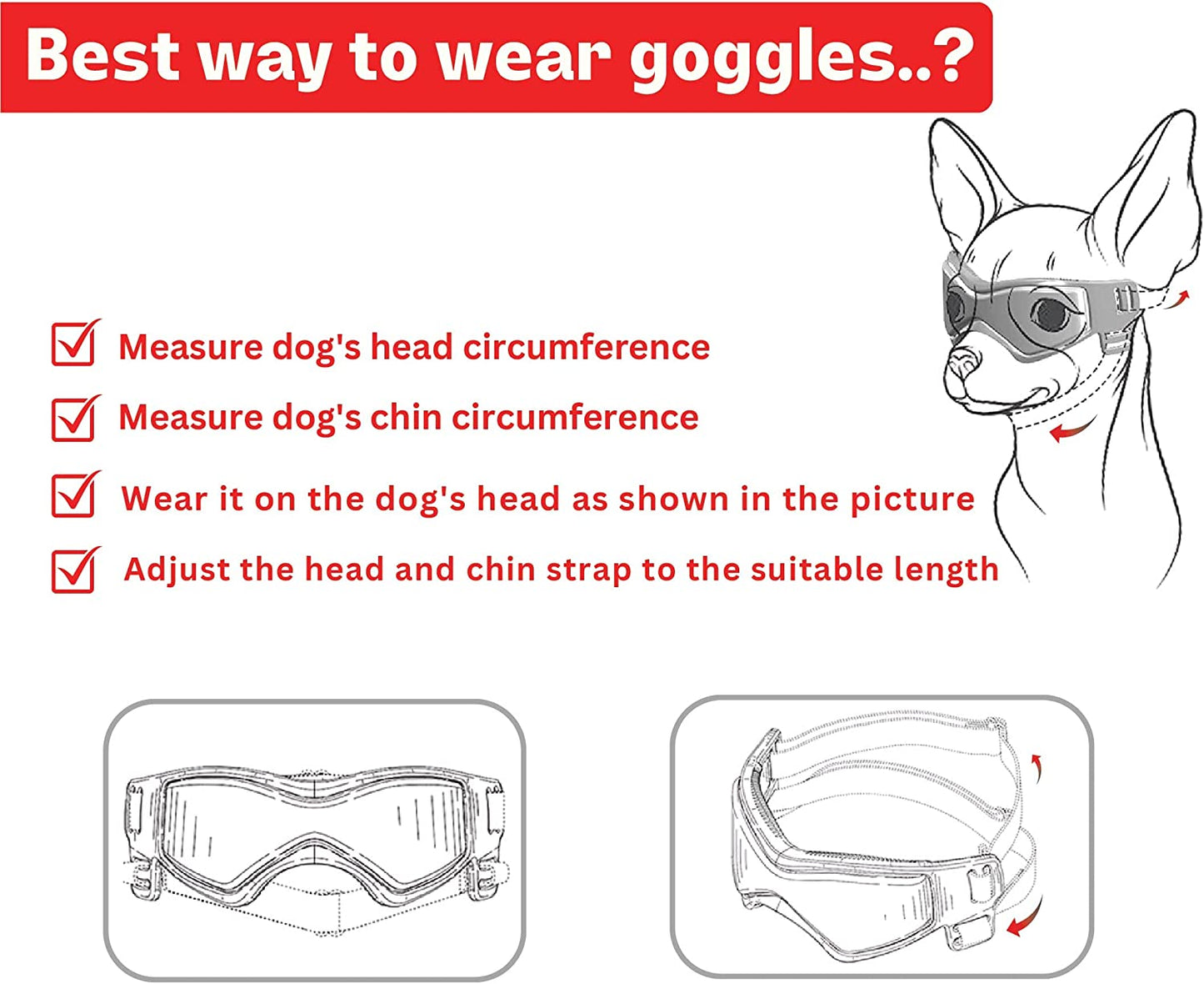 SHAMR Dog Sunglasses Dog Goggles Doggles UV Eye Protection Dog Glasses for Small to Medium Breed, Dust and Water Proof with Soft Frame (Red) Animals & Pet Supplies > Pet Supplies > Dog Supplies > Dog Apparel SHAMR   