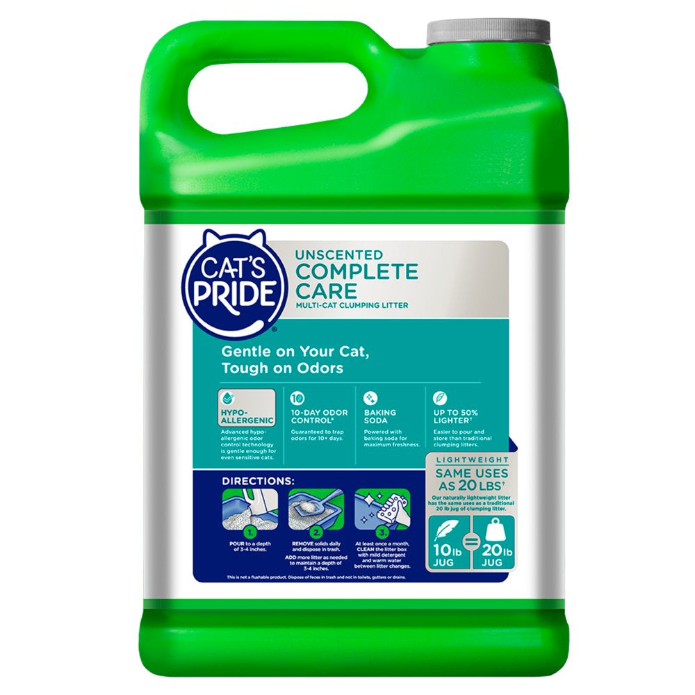 Cat'S Pride Complete Care Unscented Multi-Cat Clumping Clay Cat Litter, 10 Lb Jug Animals & Pet Supplies > Pet Supplies > Cat Supplies > Cat Litter Cat's Pride Consumer Relations   