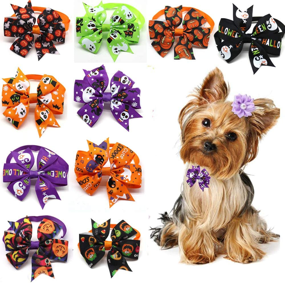 Spring Summer Dog Bow Ties 3.2" Bow Butterfly Pet Collar Accessories Dog Ties Collar Fit for Small and Middle Size Pet (Polka Dot Pinwheel) Animals & Pet Supplies > Pet Supplies > Dog Supplies > Dog Apparel Masue pets Halloween pinwheel  