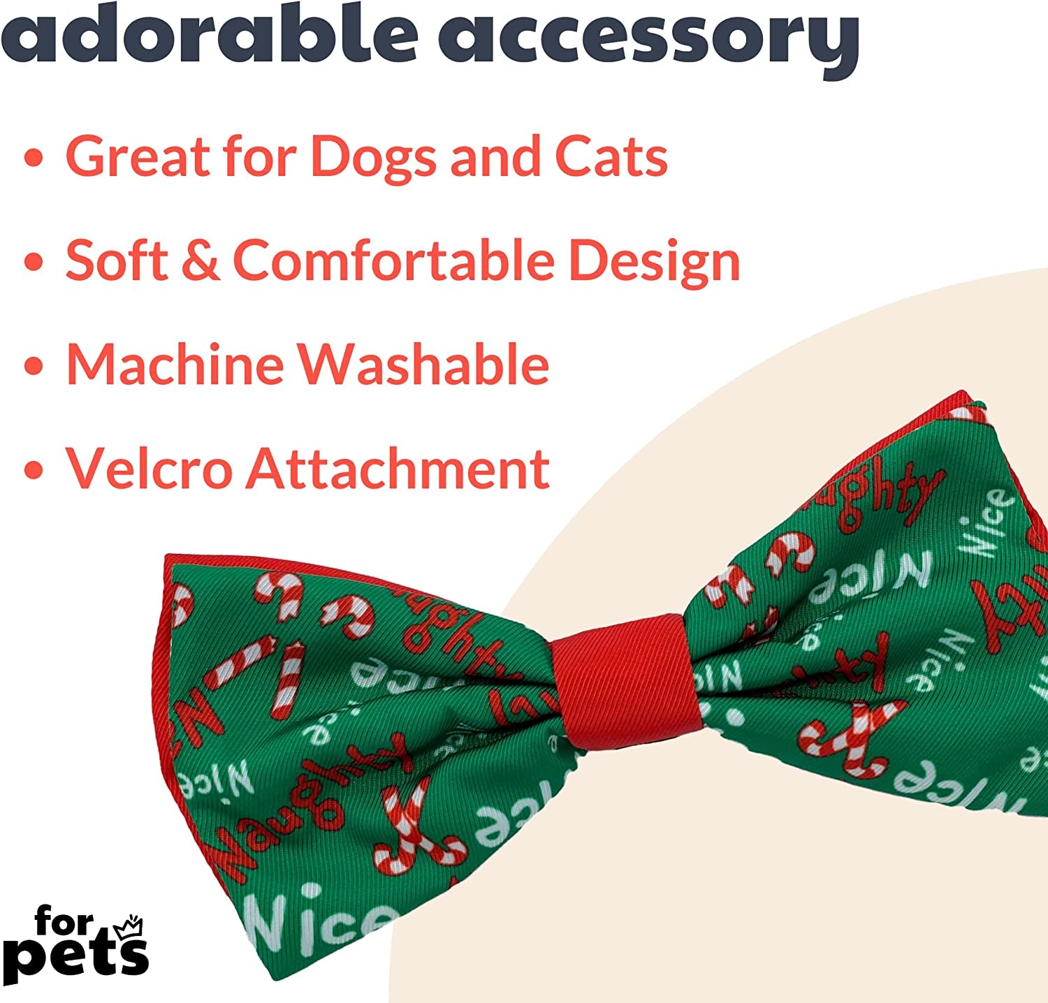 H&K Bow Tie for Pets | Naughty & Nice (Extra-Large) | Christmas Holiday Velcro Bow Tie Collar Attachment | Fun Bow Ties for Dogs & Cats | Cute, Comfortable, and Durable | Huxley & Kent Bow Tie Animals & Pet Supplies > Pet Supplies > Dog Supplies > Dog Apparel Huxley & Kent   