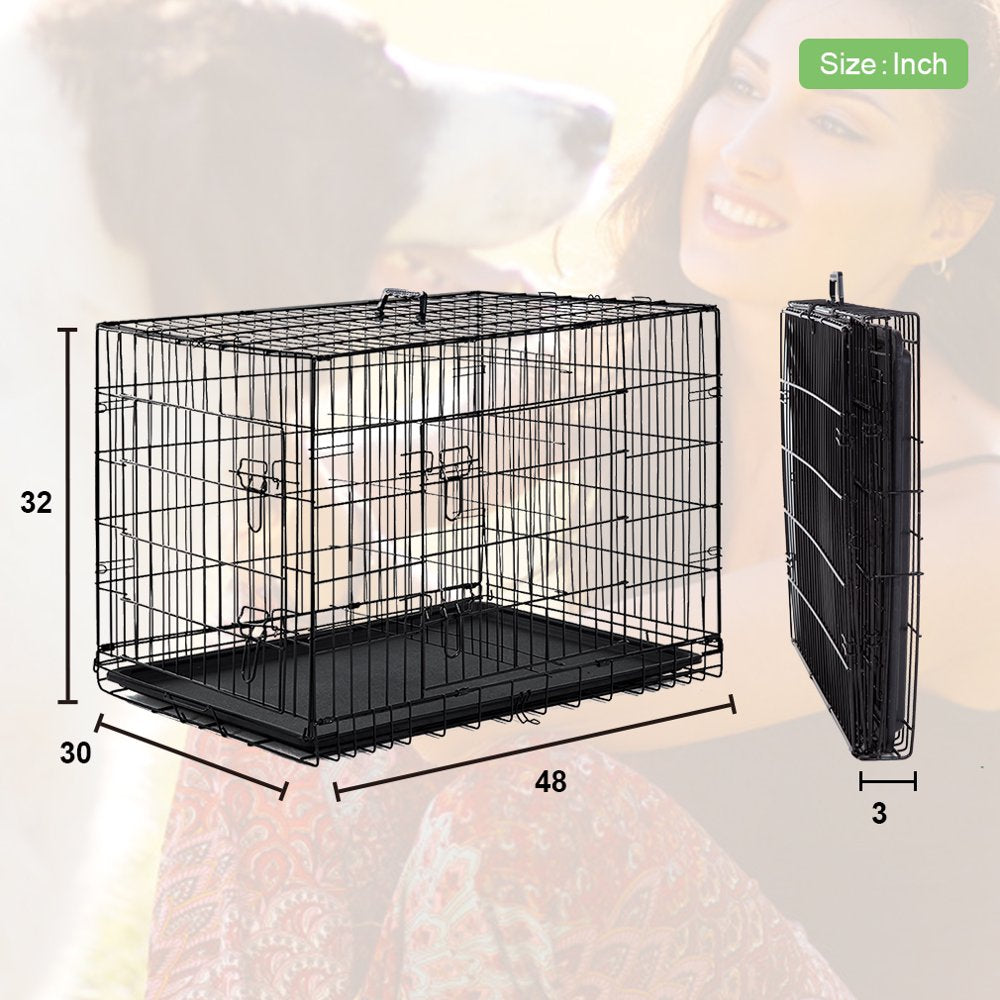 Bestpet Double-Door Metal Dog Crate with Divider and Tray, X-Large, 48"L Animals & Pet Supplies > Pet Supplies > Dog Supplies > Dog Kennels & Runs BestPet   