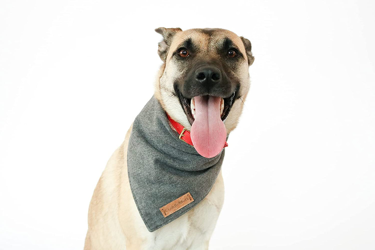 Herringbone Grey Flannel Dog Bandana (Large/Extra Large) Animals & Pet Supplies > Pet Supplies > Dog Supplies > Dog Apparel CuddleMutt   