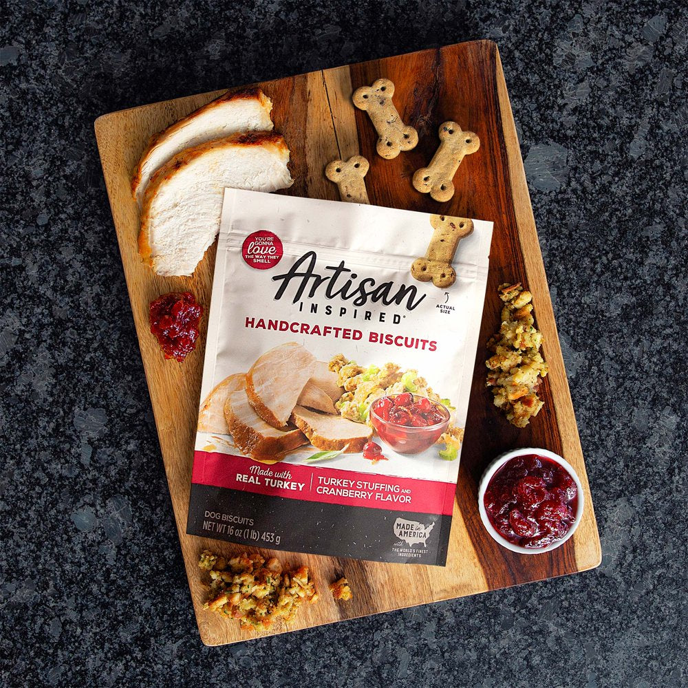 Artisan Inspired Turkey Stuffing & Cranberry Flavor Biscuits Dog Treats, 16Oz Bag Animals & Pet Supplies > Pet Supplies > Dog Supplies > Dog Treats American Pet Nutritionâ¢   