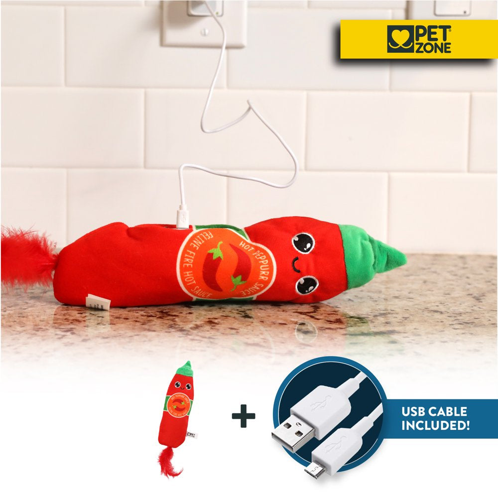 Pet Zone Fuzzy Flopper Kicker Hot Sauce Electronic Cat Toy. Rechargeable. USB Charging Cable Included. Animals & Pet Supplies > Pet Supplies > Cat Supplies > Cat Toys Ourpets   