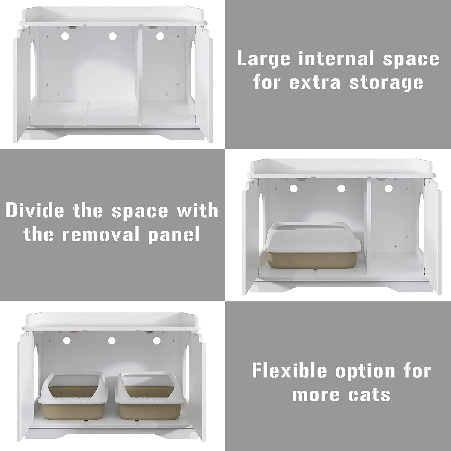 MZDXJ Wooden Cat Litter Box Enclosure, X-Large Cat Washroom Storage Bench with Top Apron and Removable Partition, Modern Litter Box Furniture Fits for Most Litter Box (White) Animals & Pet Supplies > Pet Supplies > Cat Supplies > Cat Furniture MZDXJ-01   