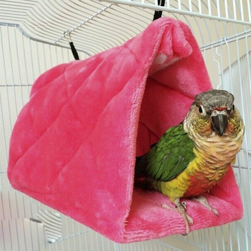 Plush Hammock Hanging Cave Cage Hut Tent Bed Bird Parrot Conure Toy