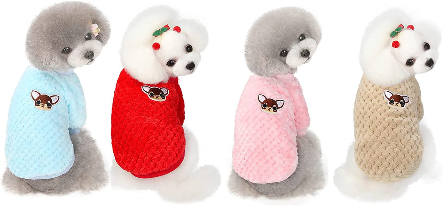 4 Pieces Small Dog Sweaters Chihuahua Fleece Clothes XXS~S Winter Warm Puppy Sweaters Boys Girls Tiny Dog Outfits for Teacup Yorkie Puppies Extra Small Breed Costume (X-Small Bust 10.23") Animals & Pet Supplies > Pet Supplies > Dog Supplies > Dog Apparel Kosiyi   