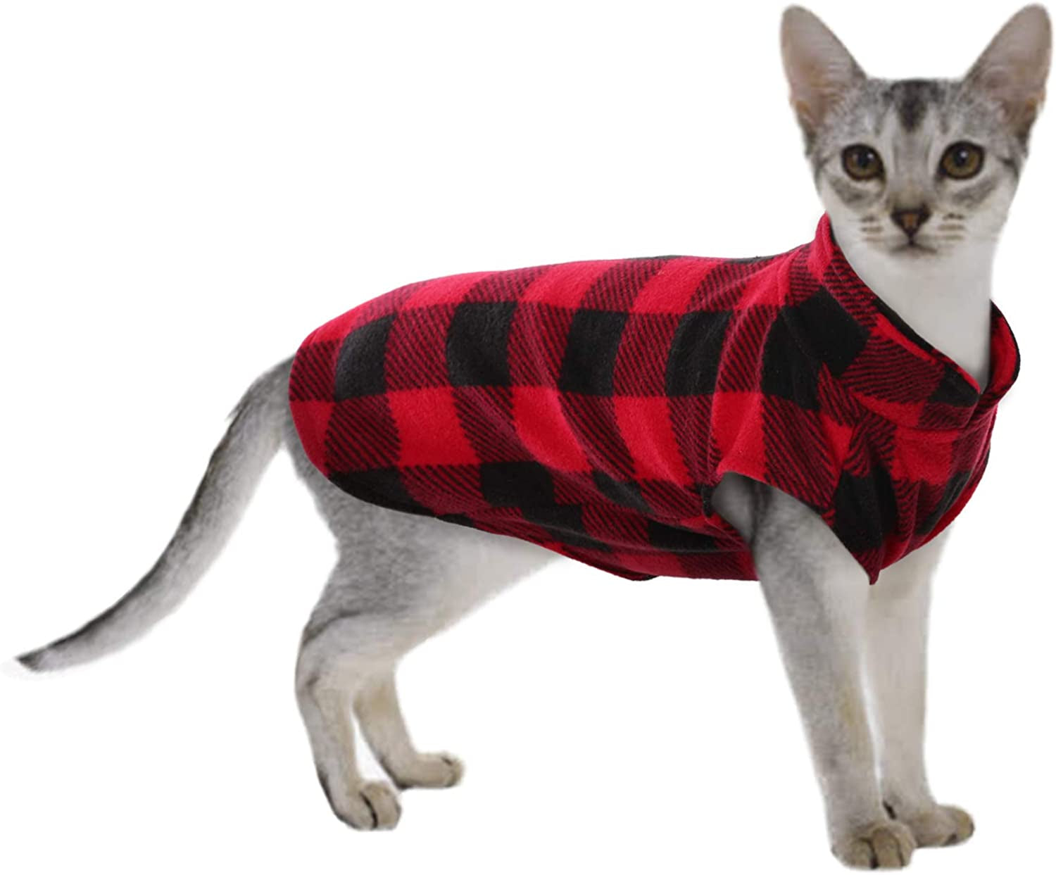 Kuoser Stretch Dog Fleece Vest, Soft Classic Plaid Basic Dog Sweater for Small Dogs & Cats, Warm Dogs Shirt Pullover Dog Coat Jacket Winter Dog Clothes for Teddy Chihuahua Yorkshire with Leash HOL Animals & Pet Supplies > Pet Supplies > Dog Supplies > Dog Apparel Kuoser   