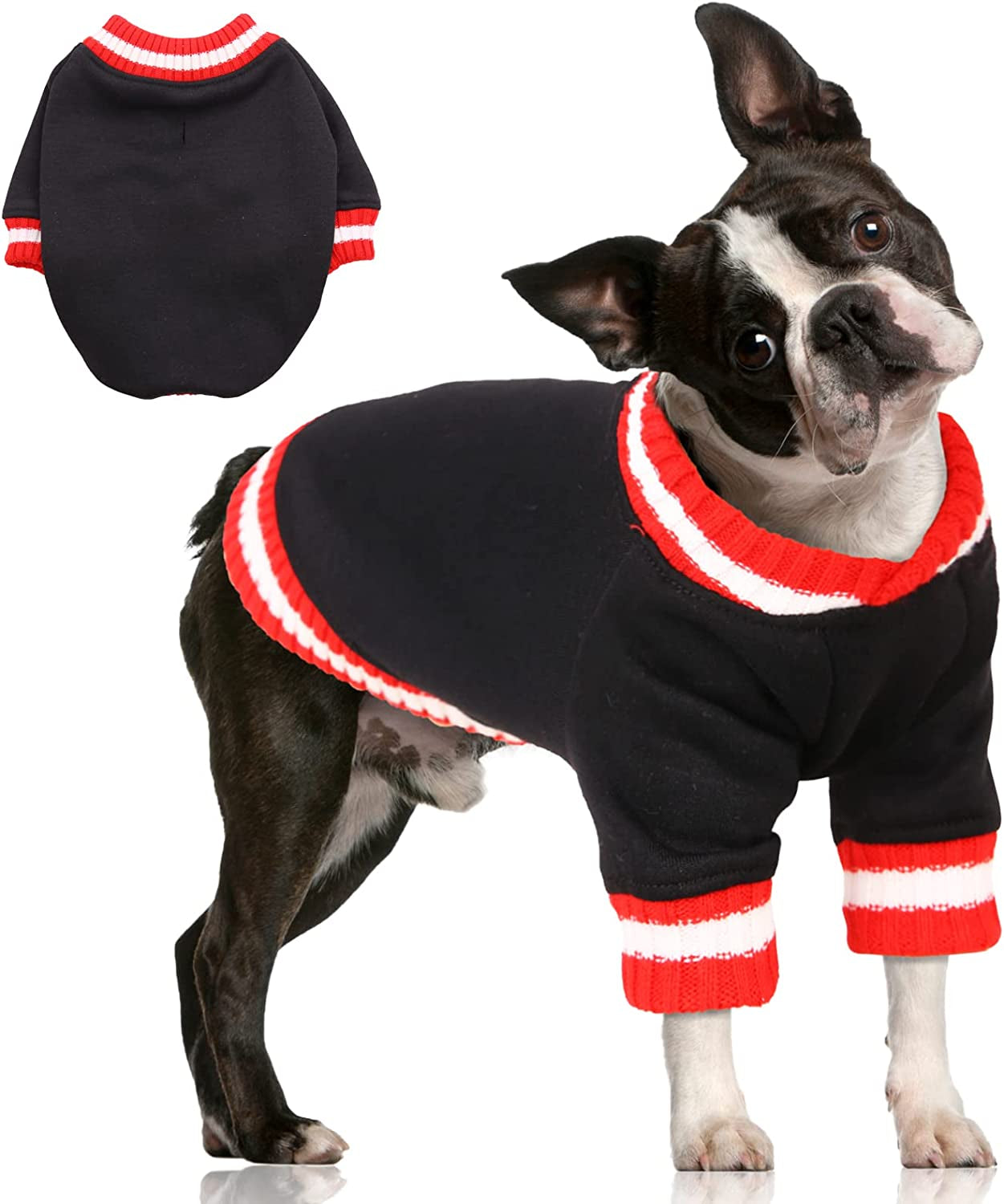 FUAMEY Dog Pullover Sweater, Dog Winter Coat Cold Weather Outfit Dog Clothes Warm Dog Jacket Small Medium Large Dog Winter Vest Easy on Puppy Boy Girl Sweater Animals & Pet Supplies > Pet Supplies > Dog Supplies > Dog Apparel FUAMEY black Large(chest:26.7in) 