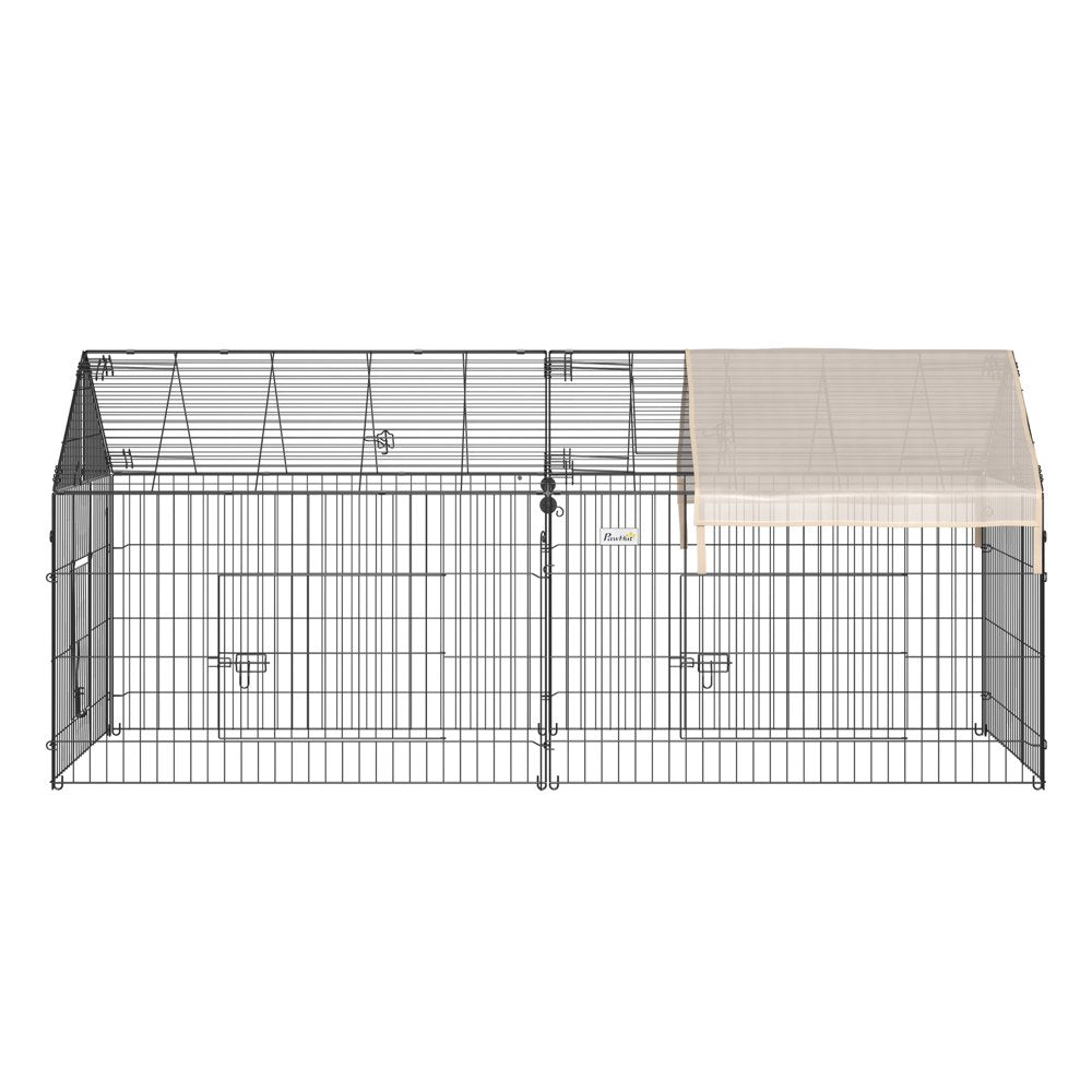 Pawhut Metal Pet Enclosure Small Animal Playpen Run, Black & White, 87" X 41" Animals & Pet Supplies > Pet Supplies > Dog Supplies > Dog Kennels & Runs Pawhut   