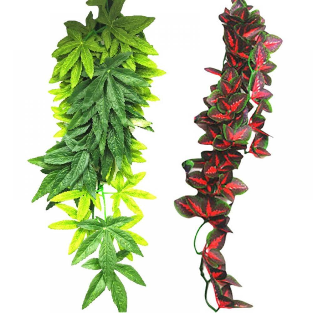 Artificial Vines Pet Plants Fake Hanging Decor Amphibian Habiet Realistic Leaves for Fish & Aquatic Reptile
