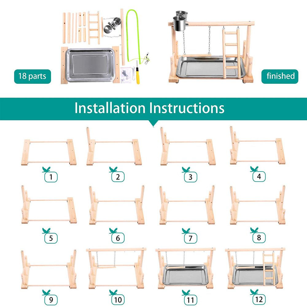 Parrot Playpen Bird Perch Playstand Parrot Playground Gym Wood Animals & Pet Supplies > Pet Supplies > Bird Supplies > Bird Gyms & Playstands KOL PET   