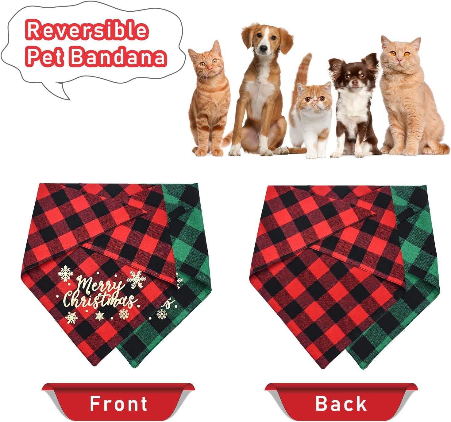 Malier 2 Pack Dog Bandana, Christmas Classic Buffalo Plaid Printing Dog Bandana, Pets Scarf Triangle Bibs Kerchief Dandana Costume Accessories for Small Medium Large Dogs Cats Pets (Large) Animals & Pet Supplies > Pet Supplies > Dog Supplies > Dog Apparel Malier   