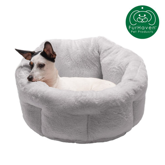 Furhaven | Luxe Fur Warming Hi-Lo Cuddler Bed for Dogs & Cats, Gray, Small Animals & Pet Supplies > Pet Supplies > Cat Supplies > Cat Beds FurHaven Pet S Gray 