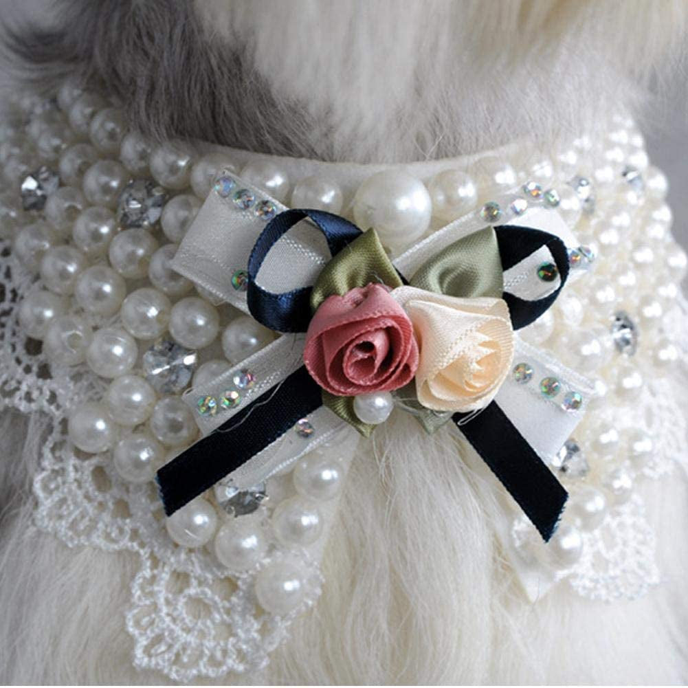 Sheens Pet Beautiful Pearl Necklace, Teddy Adjustable Bow Tie with Pearl Dogs Neck Collar Wedding Party Pets Headwear Suitable for Medium and above Pets Cats Dogs Puppy Kitty Kitten Animals & Pet Supplies > Pet Supplies > Dog Supplies > Dog Apparel Sheens   